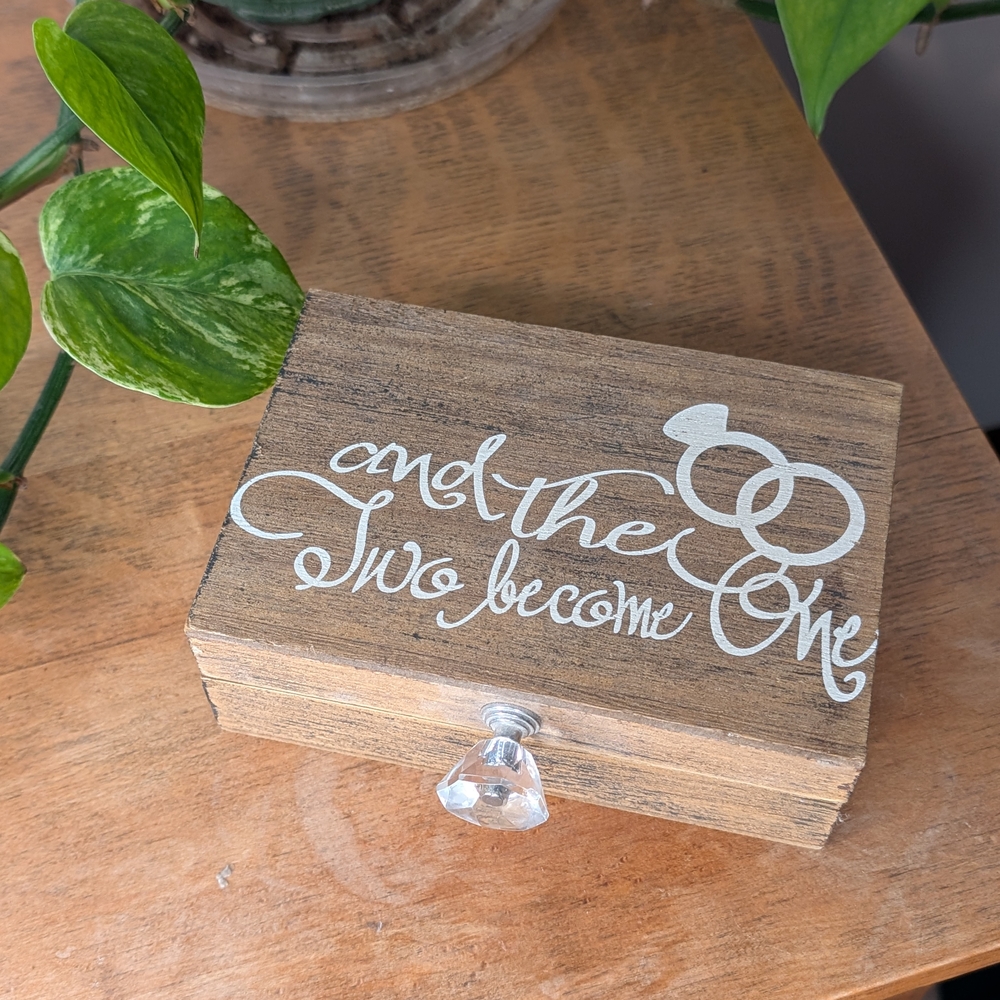 Wooden Keepsake Box with White Script
